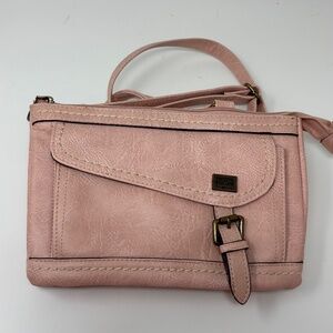 BOC Born Womens Crossbody Purse Bag Dusty Blush Pink Faux Leather 2-Compartment